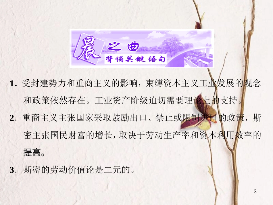 高中政治 专题一 古典经济学巨匠的理论遗产 第一框 斯密的理论贡献课件 新人教版选修2(1)_第3页