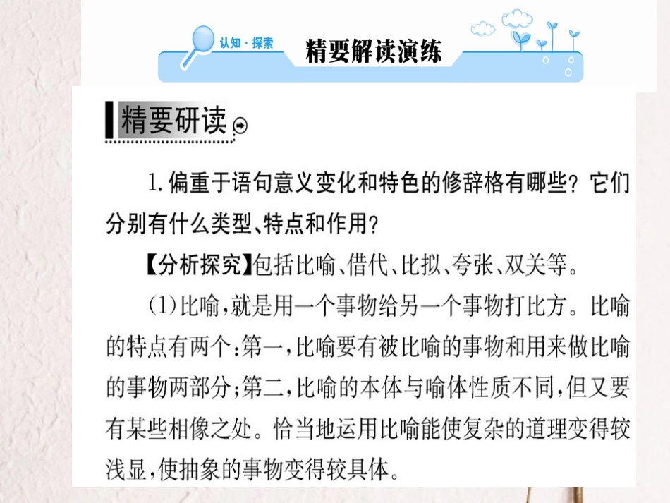 高中语文 第六课 语言的艺术 第二节 语言表达的十八般武艺-修辞手法课件 新人教版选修《语言文字应用》(1)_第2页