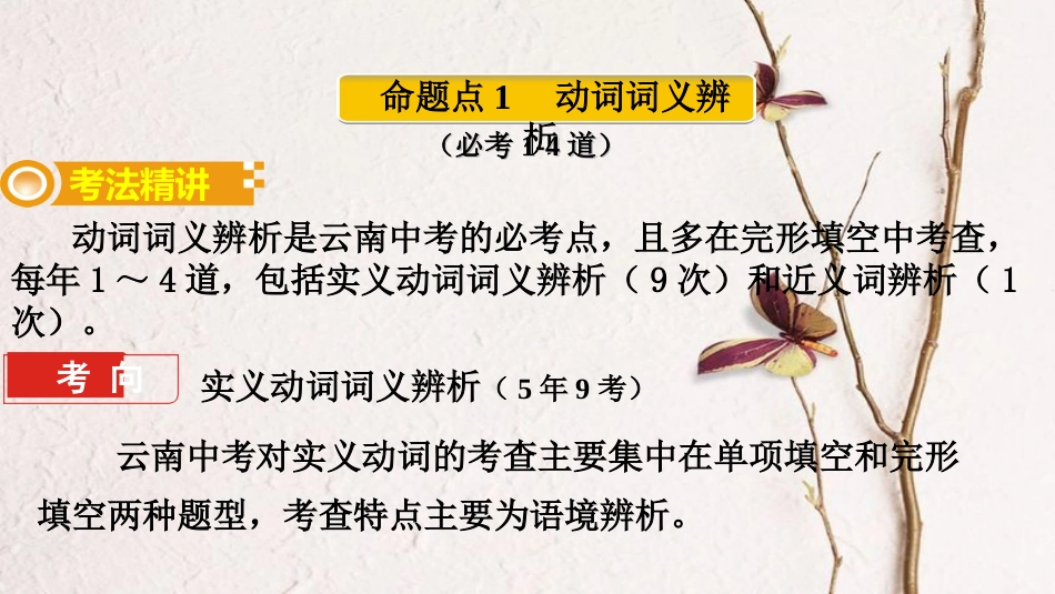 （课标版）云南省中考英语总复习 第二部分 语法专题突破 专题八 动词及动词短语课件_第2页