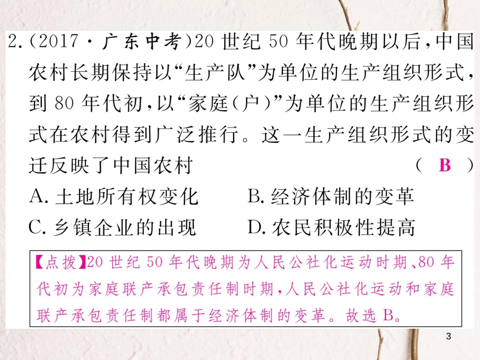 八年级历史下册 第三单元 中国特色社会主义道路热点回顾练习课件 新人教版_第3页