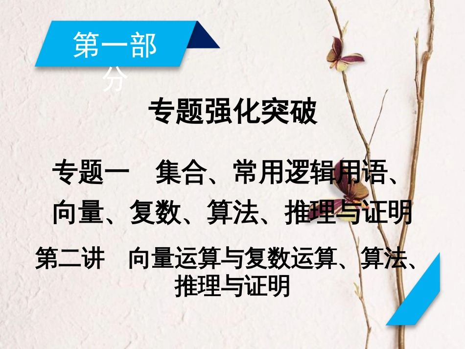 高考数学大二轮复习 专题一 集合、常用逻辑用语、向量、复数、算法、推理与证明 第2讲 向量运算与复数运算、算法、推理与证明复习指导课件(1)_第2页