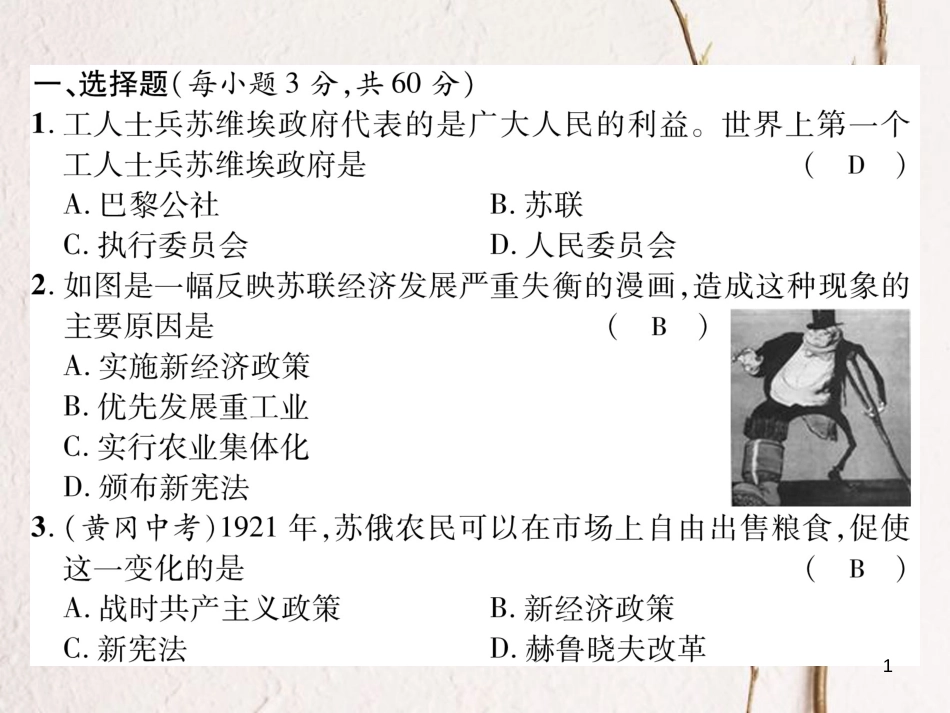 九年级历史下册 期中达标测试卷作业课件 新人教版_第1页