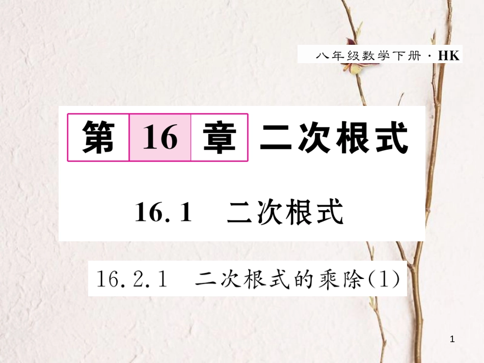 八年级数学下册 第16章 二次根式 16.2.1 二次根式的乘除（1）作业课件 （新版）沪科版_第1页