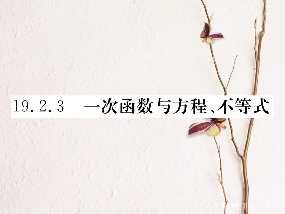 河北省八年级数学下册 19.2 一次函数 19.2.3 一次函数与方程、不等式练习课件 （新版）新人教版_第1页