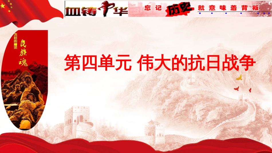 山东省惠民县李庄镇中考历史一轮复习 八上 第四单元 伟大的抗日战争课件 北师大版_第1页