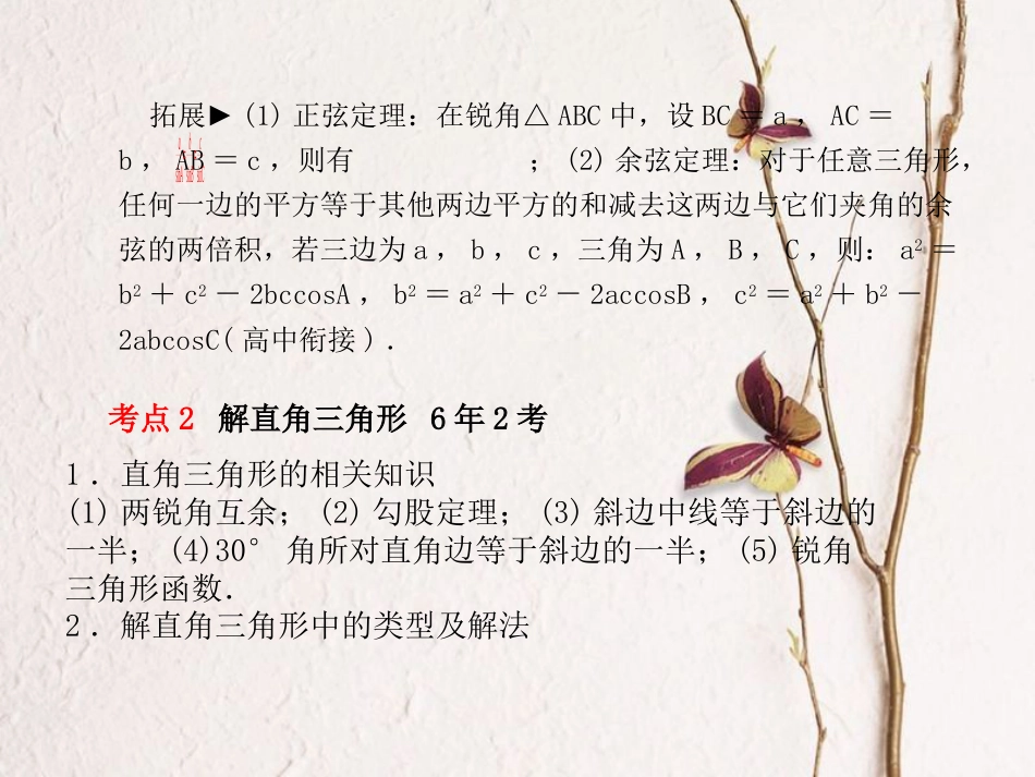 山东省滨州市中考数学复习 第四章 图形的认识与三角形 第16讲 解直角三角形课件(1)_第3页