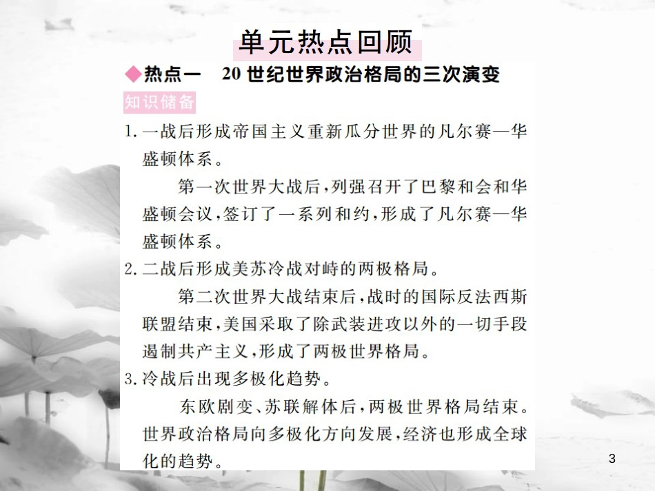 (全国版)九年级历史下册 第七单元 战后世界格局的演变小结练习课件 新人教版_第3页