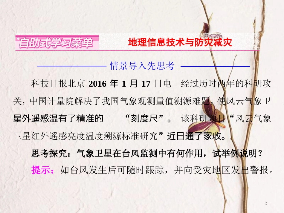 高中地理 第三章 防灾与减灾 第三节 地理信息技术与防灾减灾课件 中图版选修5(1)_第2页