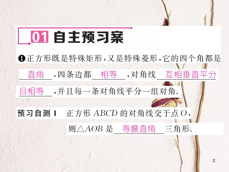 （黔西南专版）八年级数学下册 第18章 平行四边形 18.2.3 正方形作业课件 （新版）新人教版_第2页