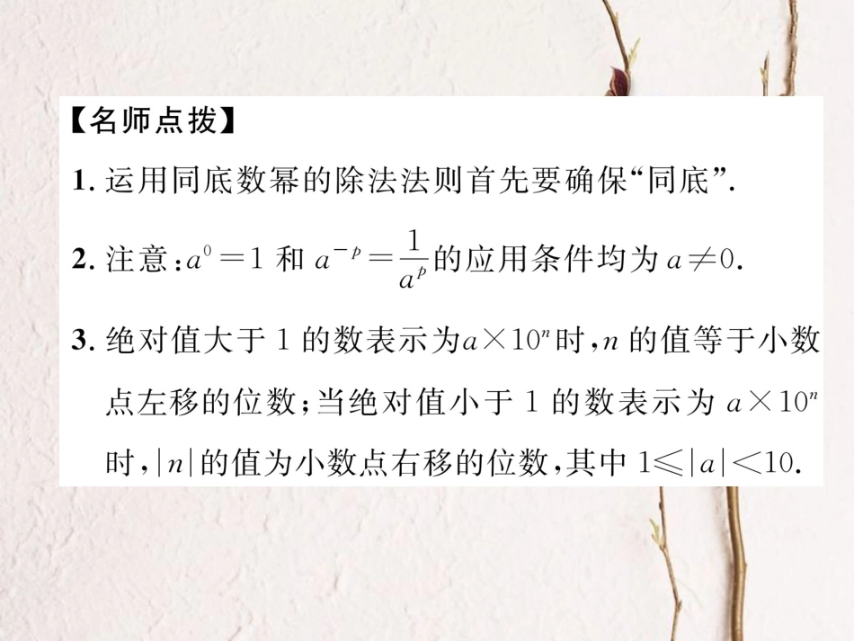 （成都专版）七年级数学下册 第1章 整式的乘除 3 同底数幂的除法作业课件 （新版）北师大版(1)_第3页