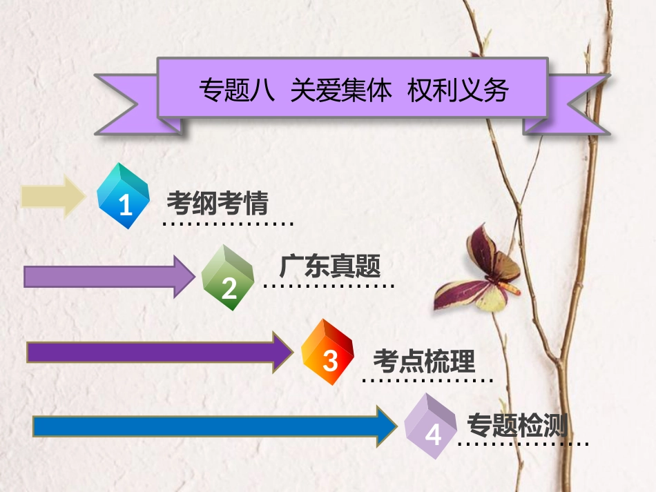 广东省中考政治 第二部分 我与他人和集体 专题八 关爱集体 权利义务复习课件(1)_第2页