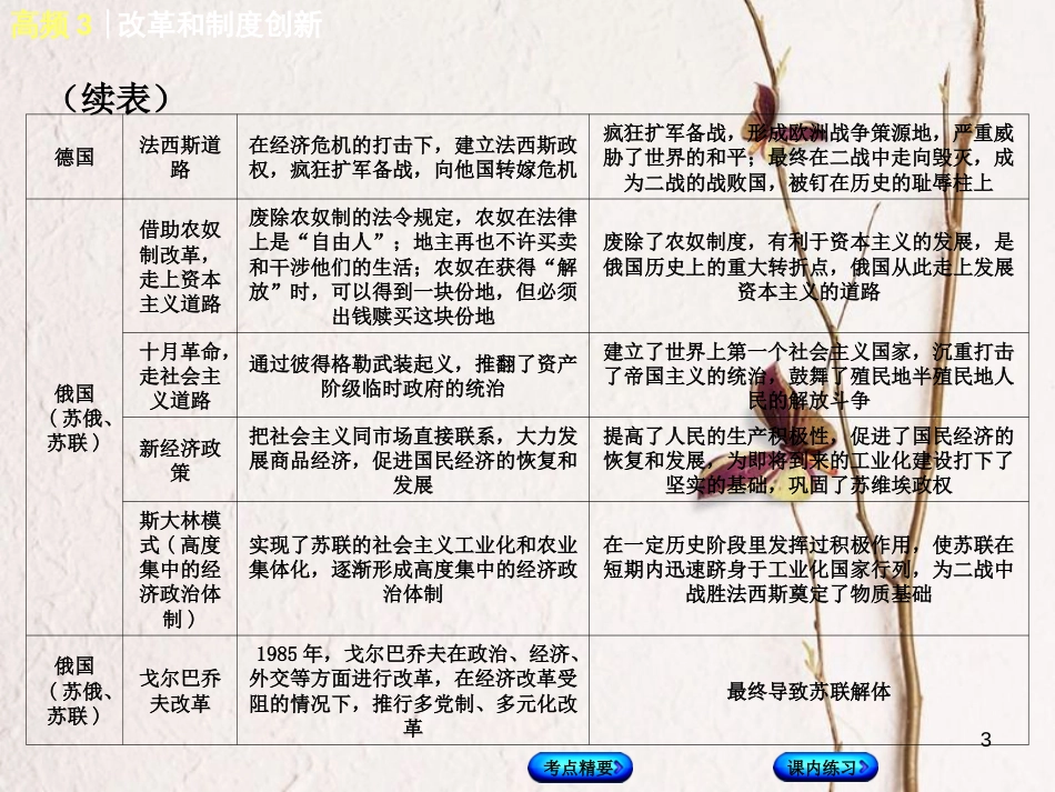 （江西专版）中考历史复习 第2部分 专题突破篇 第三团块 体现“社会主义核心价值观”的高频考点 高频3 改革和制度创新课件_第3页