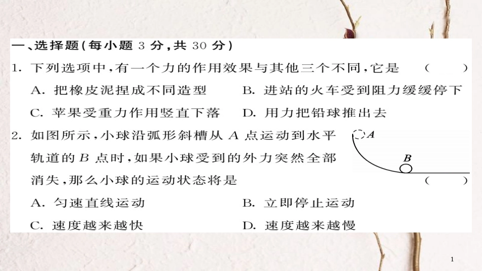 八年级物理下册 期中综合测试卷课件 （新版）新人教版_第1页