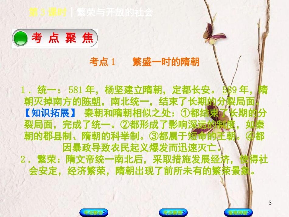 中考历史复习方案 第1单元 中国古代史 第3课时 繁荣与开放的社会课件 岳麓版_第3页