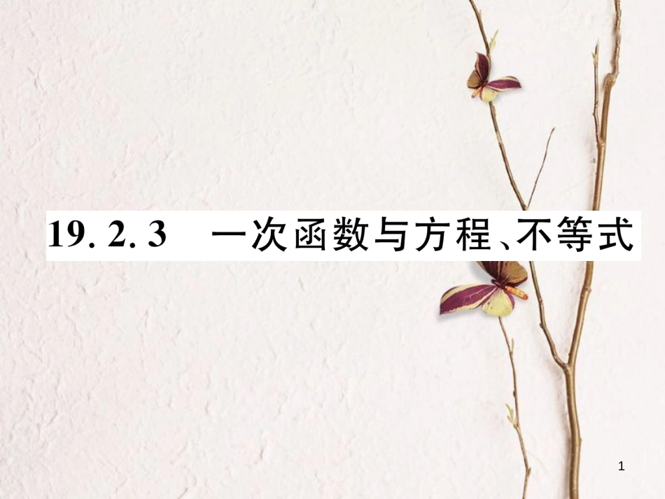 （云南专版）八年级数学下册 第19章 一次函数 19.2 一次函数 19.2.3 一次函数与方程、不等式作业课件 （新版）新人教版_第1页