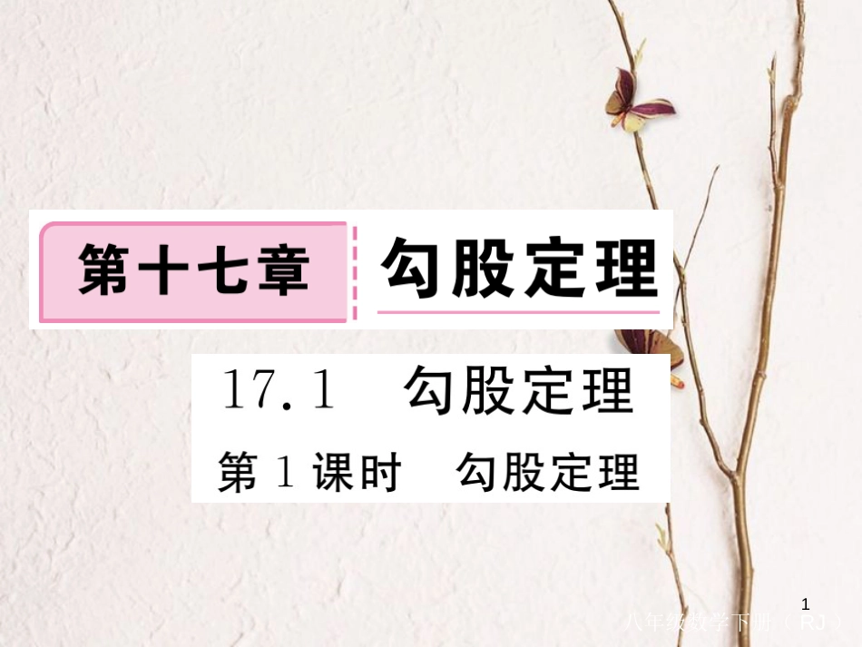 安徽省八年级数学下册 第17章 勾股定理 17.1 勾股定理 第1课时 勾股定理练习课件 （新版）新人教版(1)_第1页