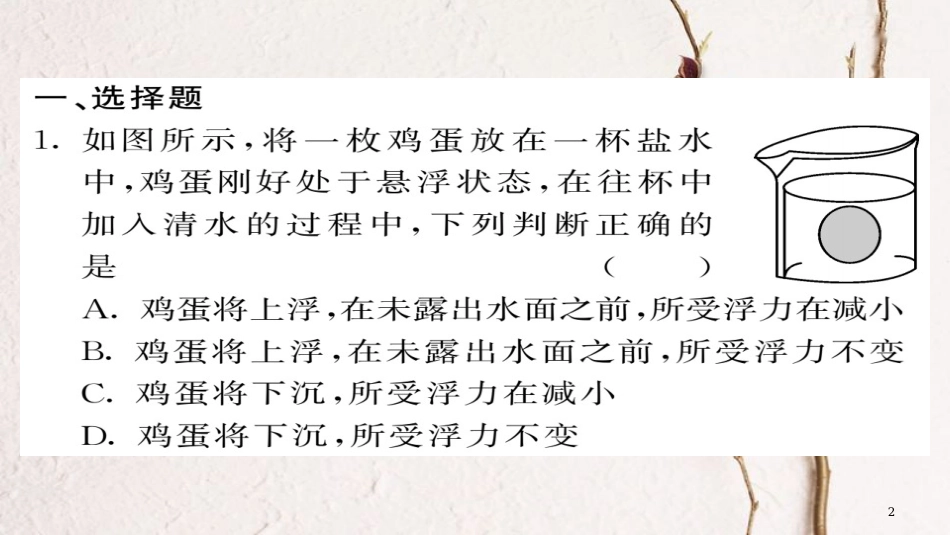 八年级物理下册 期末复习四 浮力习题课件 （新版）新人教版(1)_第2页