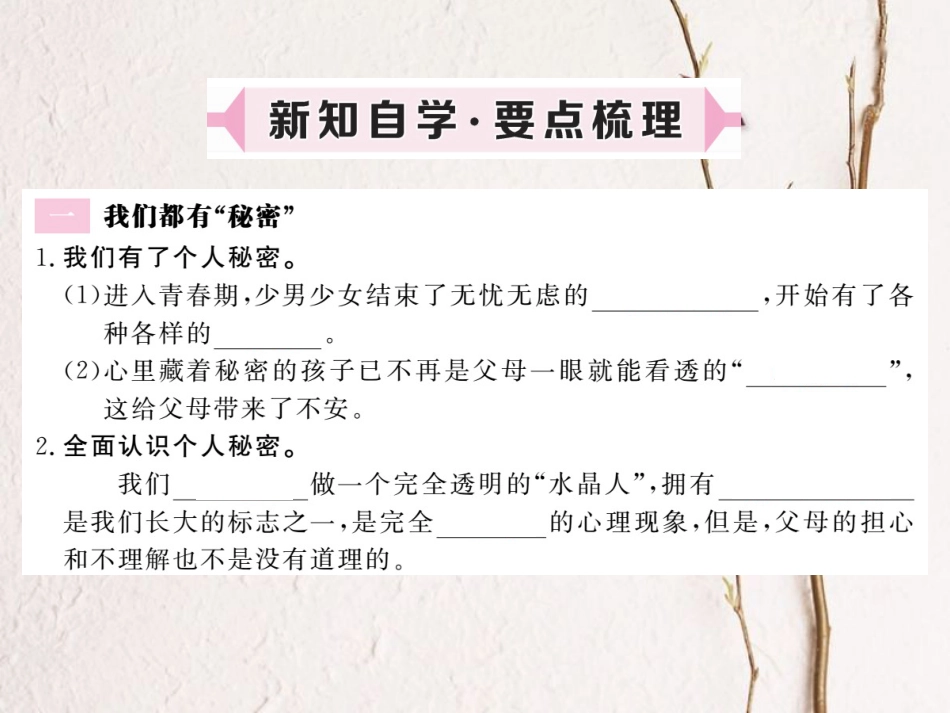 八年级道德与法治上册 第二单元 青春自画像 第五课 成长的“秘密”第1框《我们都有“秘密”为心灵开一扇窗》习题课件 人民版[共10页](1)_第2页