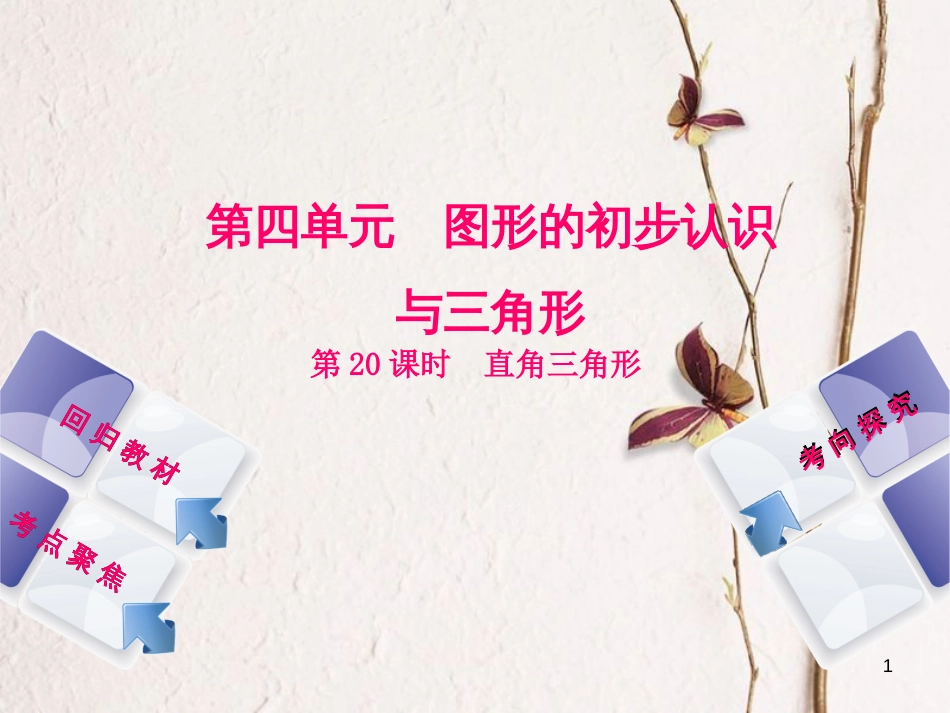 中考数学复习 第4单元 图形的初步认识与三角形 第20课时 直角三角形课件 湘教版(1)_第1页
