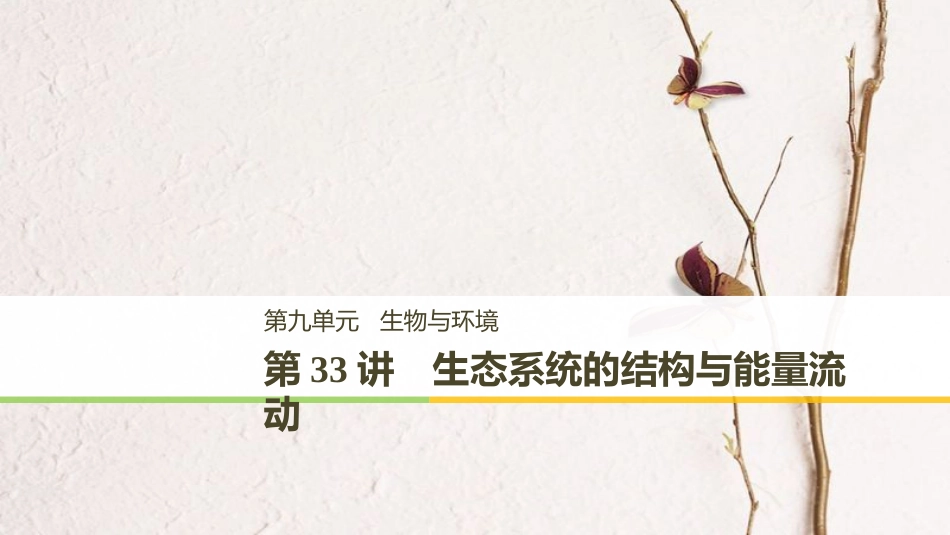 高考生物一轮复习 第9单元 生物与环境 第33讲 生态系统的结构与能量流动课件(1)_第1页