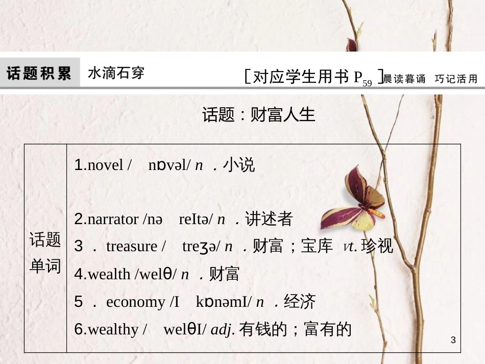高考英语大一轮复习 第1部分 模块考点复习 Unit 10 Money课件 北师大版必修4_第3页