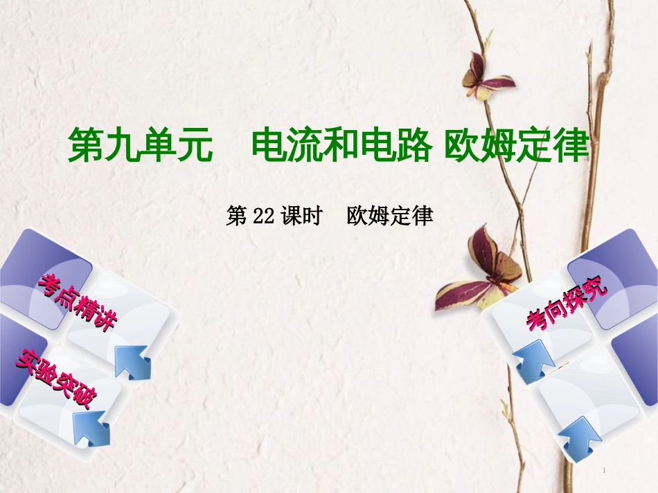 中考物理复习 第九单元 电流和电路 欧姆定律 第22课时 欧姆定律课件_第1页