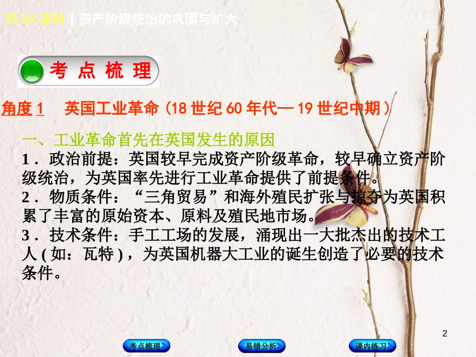 （江西专版）中考历史复习 第1部分 教材梳理篇 第五单元 世界近代史 第22课时 资产阶级统治的巩固与扩大课件(1)_第2页