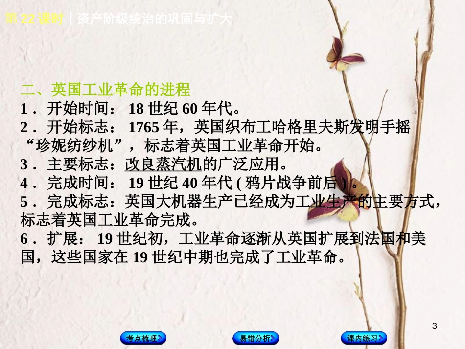 （江西专版）中考历史复习 第1部分 教材梳理篇 第五单元 世界近代史 第22课时 资产阶级统治的巩固与扩大课件(1)_第3页