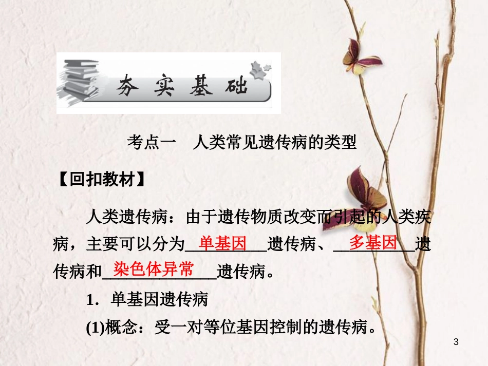 高考高考生物一轮复习 第五章 基因突变及其他变异（第二十六课时）第3节 人类遗传病课件 新人教版必修2_第3页