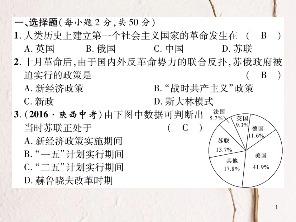 九年级历史下册 期末达标测试卷作业课件 岳麓版_第1页
