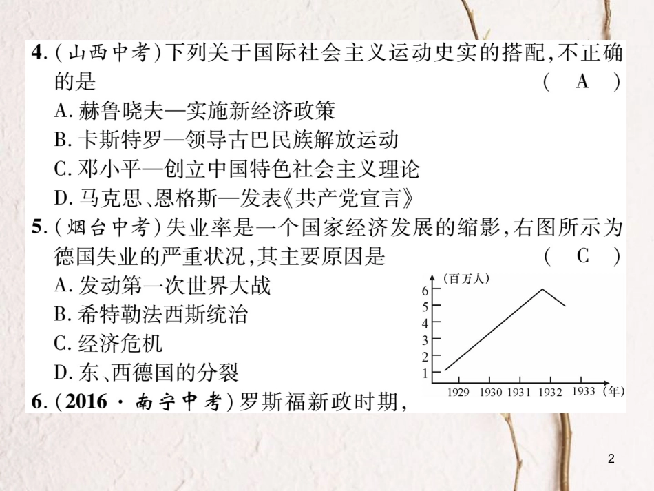 九年级历史下册 期末达标测试卷作业课件 岳麓版_第2页