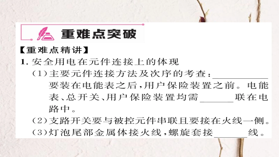 九年级物理全册 第19章 生活用电重难点、易错点突破方法技巧习题课件 （新版）新人教版(1)_第2页