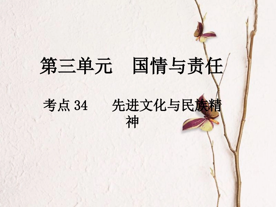 中考政治总复习 第三单元 国情与责任 考点34 先进文化与民族精神课件_第1页