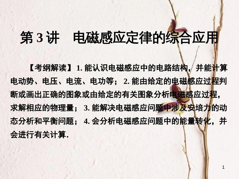 高考物理一轮总复习 专题10 电磁感应 第3讲 电磁感应定律的综合应用课件_第1页