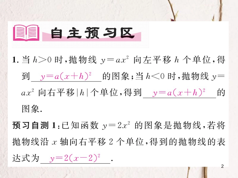 九年级数学下册 第26章 二次函数 26.2 二次函数的图象与性质 26.2.2 二次函数y=ax2+bx+c的图象与性质（第2课时）作业课件 （新版）华东师大版_第2页