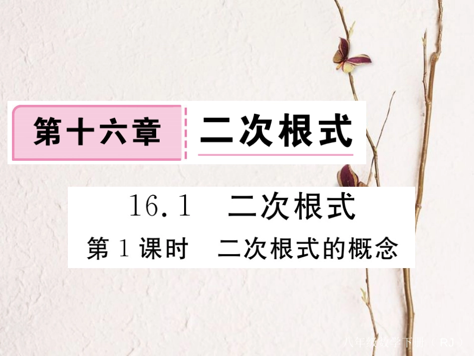 江西省八年级数学下册 第十六章 二次根式 16.1 二次根式 第1课时 二次根式的概念练习课件 （新版）新人教版(1)_第1页