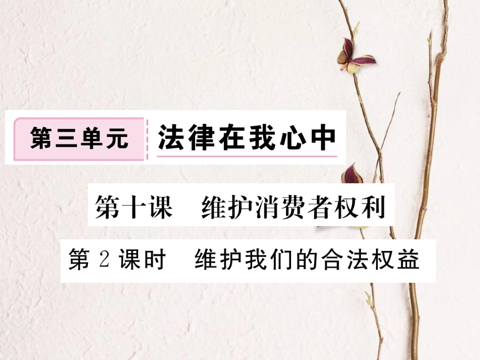 八年级道德与法治上册 第三单元 法律在我心中 第十课 维护消费者权利 第2框《维护我们的合法权益》习题课件 人民版(1)_第1页