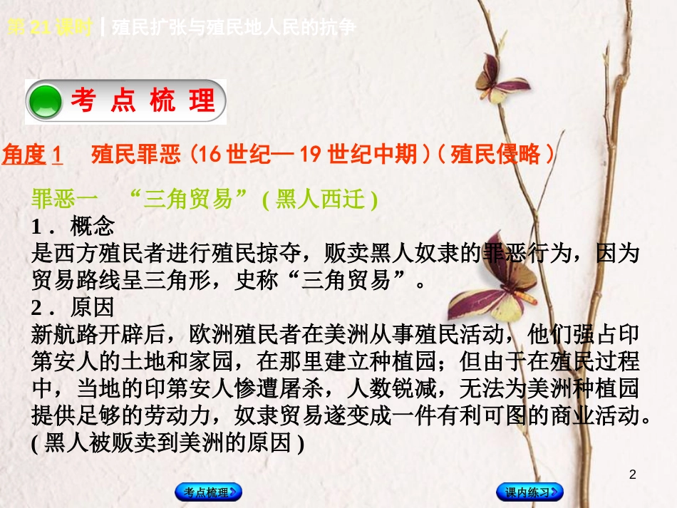 （江西专版）中考历史复习 第1部分 教材梳理篇 第五单元 世界近代史 第21课时 殖民扩张与殖民地人民的抗争课件_第2页