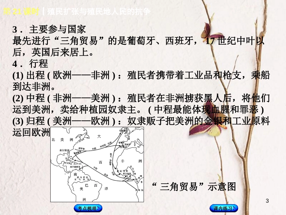 （江西专版）中考历史复习 第1部分 教材梳理篇 第五单元 世界近代史 第21课时 殖民扩张与殖民地人民的抗争课件_第3页