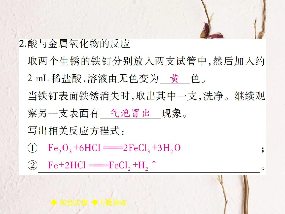 九年级化学下册 第10单元 酸和碱 实验活动6 酸、碱的化学性质习题课件 (新版)新人教版(1)_第3页