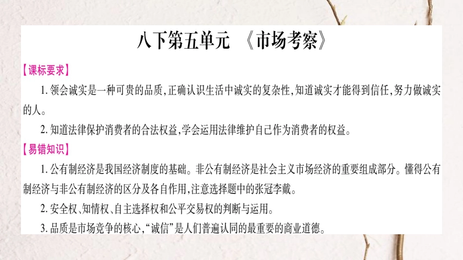 （广西专版）中考政治总复习 八下 第5单元 市场考察课件_第1页