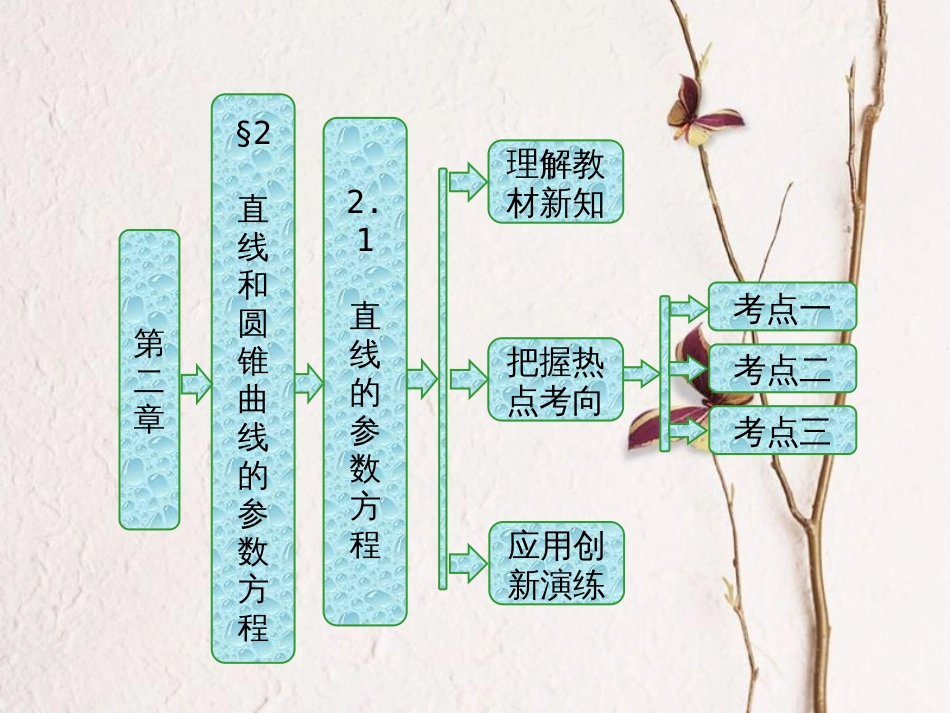 高中数学 第二章 参数方程 2.1 直线的参数方程课件 北师大版选修4-4_第1页