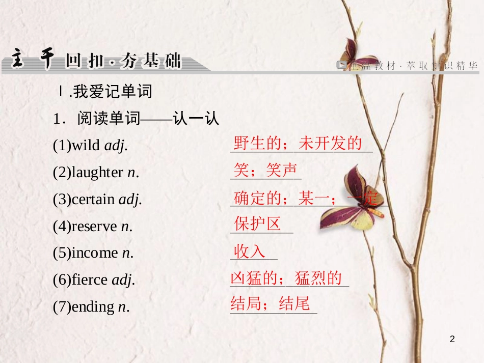 高考英语大一轮复习 第1部分 模块复习方略 Unit 4 Wildlife protection课件 新人教版必修2(1)_第2页