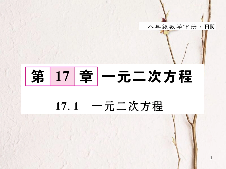 八年级数学下册 第17章 一元二次方程 17.1 一元二次方程作业课件 （新版）沪科版_第1页