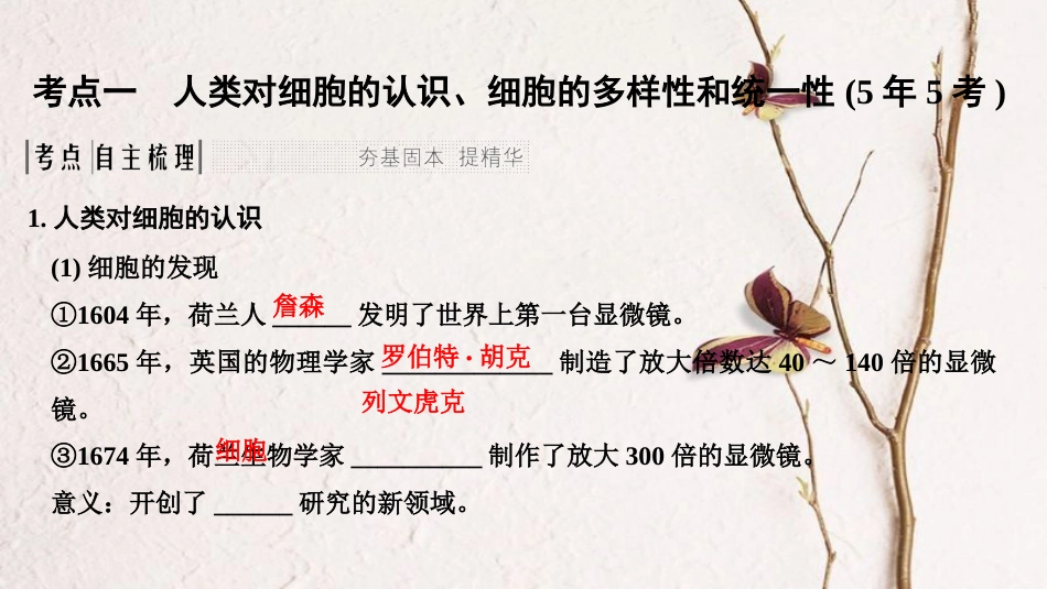 高考生物一轮复习 第一单元 有机体中的细胞 第1讲 细胞概述、基本结构及真核与原核细胞创新备考课件 中图版(1)_第2页