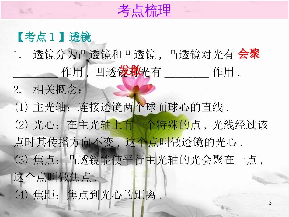 广东省届中考物理总复习 第一部分 基础复习 第5课时 透镜及其应用内文部分课件(1)_第3页