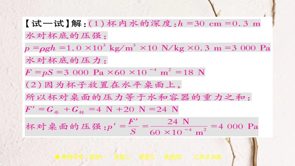 八年级物理下册 第9章 压强 专题集训 压强计算的技巧习题课件 （新版）新人教版_第3页