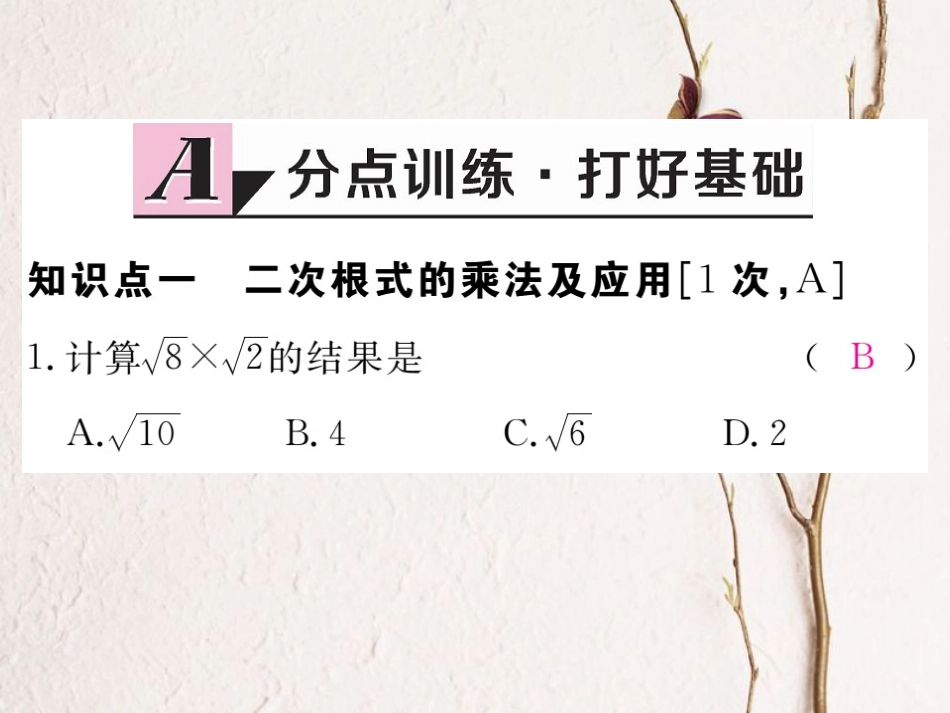 河北省八年级数学下册 16.2 二次根式的乘除 第1课时 二次根式的乘法练习课件 （新版）新人教版_第2页