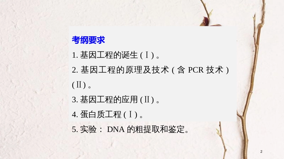 高考生物一轮复习 第10单元 现代生物科技专题 第36讲 基因工程课件_第2页