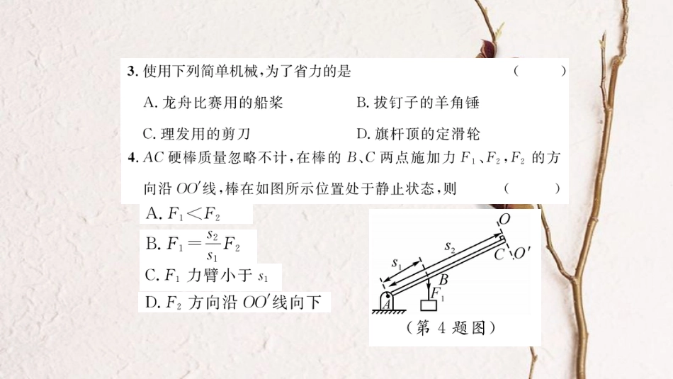 （毕节专版）八年级物理下册 第十二章 简单机械达标测试课件 （新版）新人教版(1)_第3页